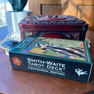 Smith-Waite Tarot Deck with Jewelry Box & Lapis Blue Heart Stone. EUC